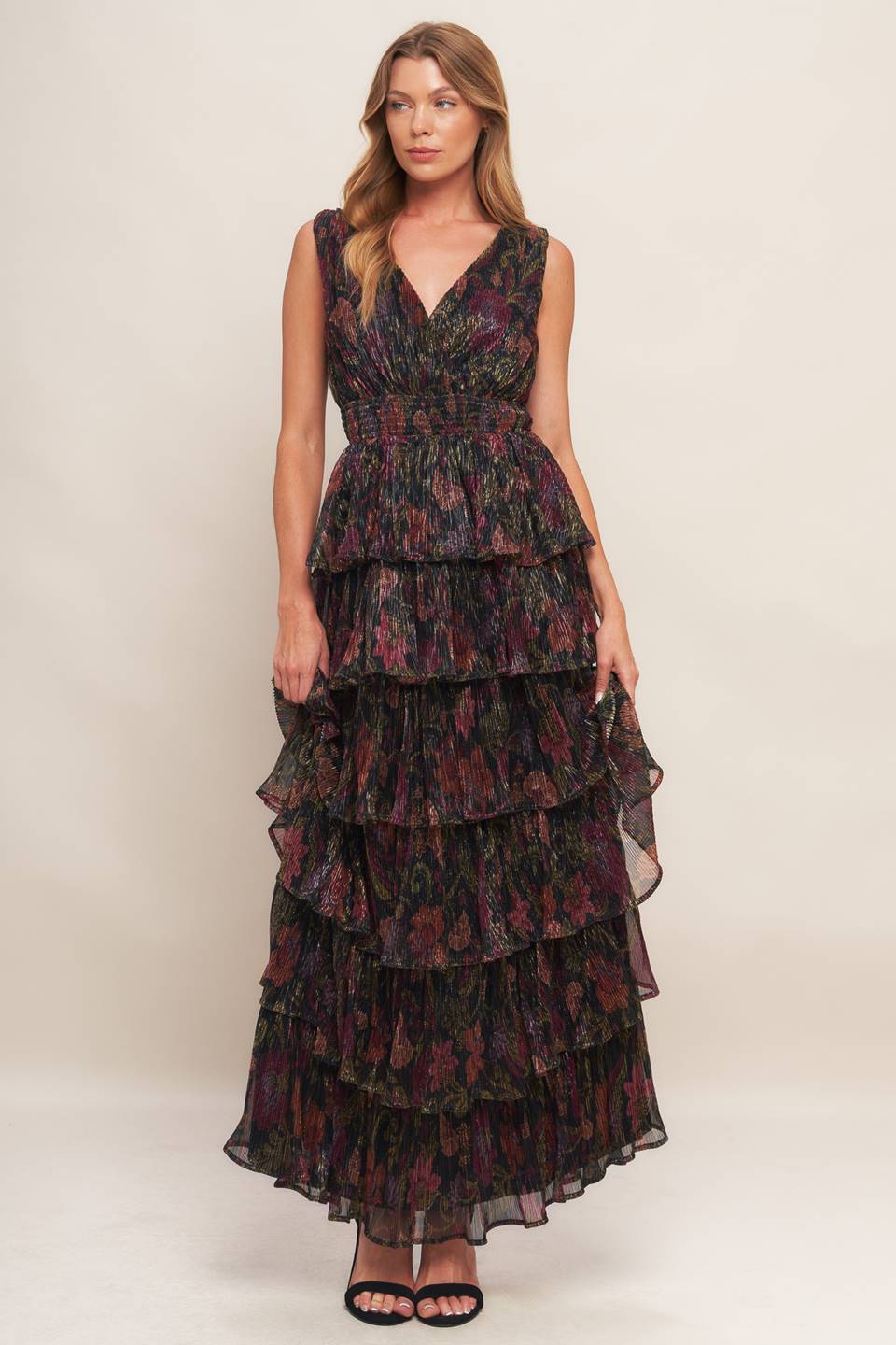Lurex Tiered Maxi Dress