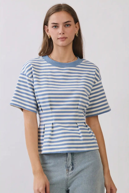 Striped Peplum Tee (S-3X)