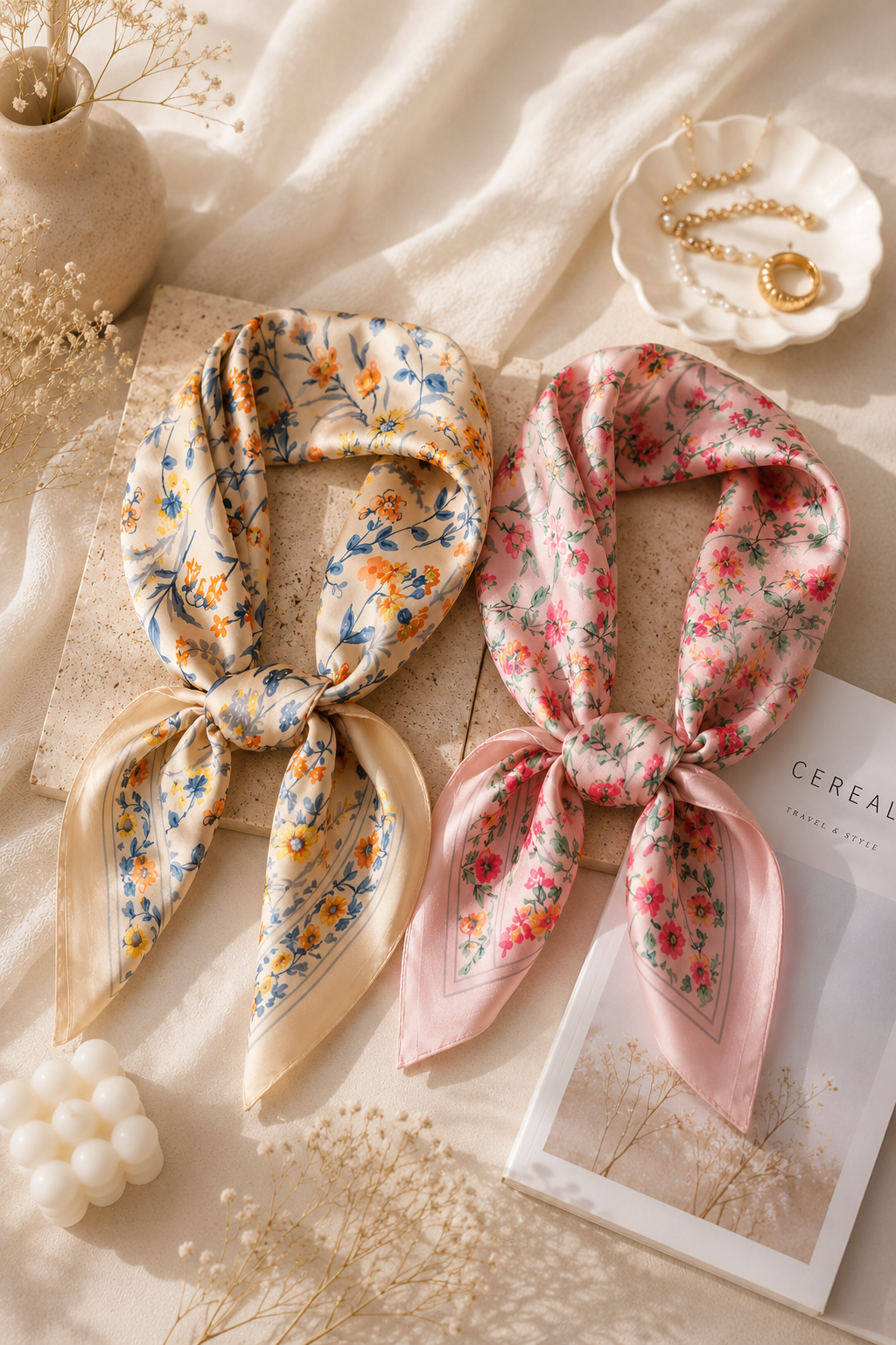 Floral Satin Scarf (2 colors)