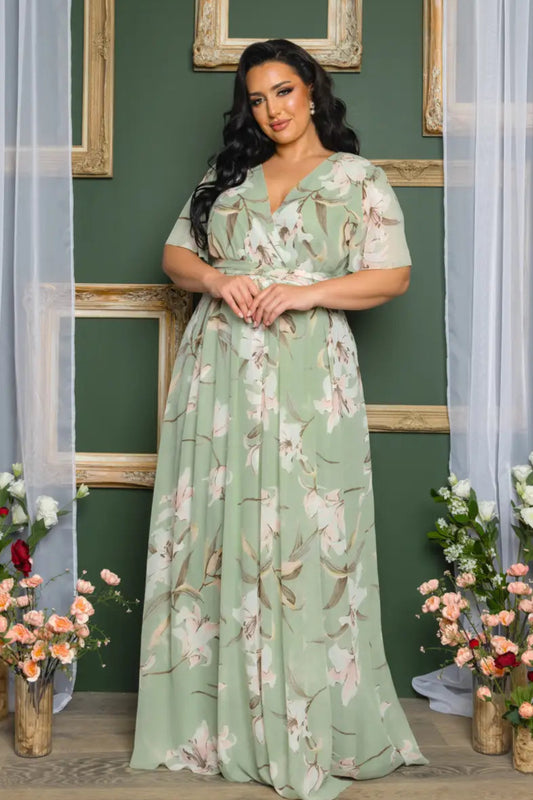 CURVE Floral Chiffon Wrap Dress