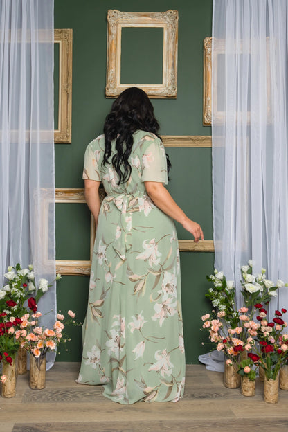CURVE Floral Chiffon Wrap Dress