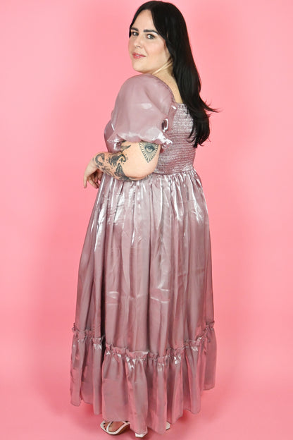 Plus Size Organza Puff Sleeve Babydoll Dress