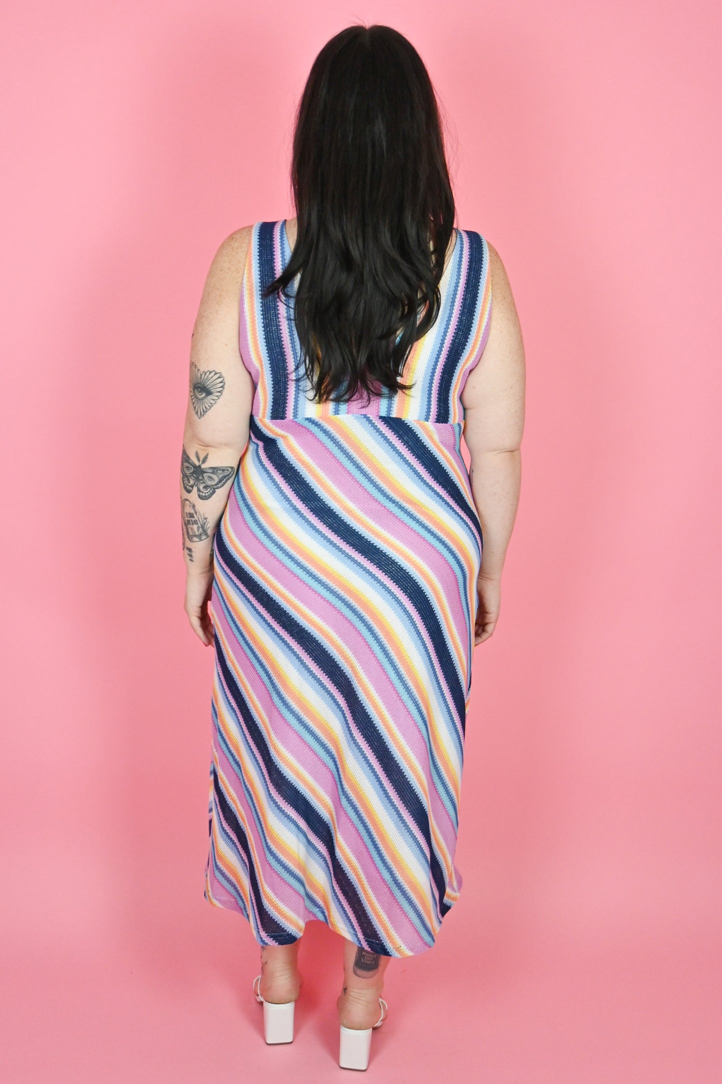 Plus size knit stripe dress