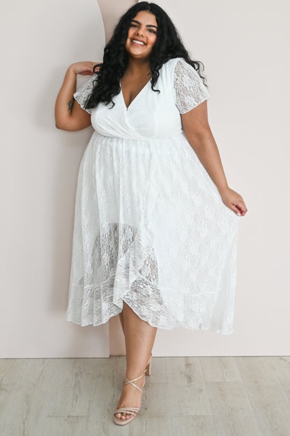 Plus size white lace dress bridal