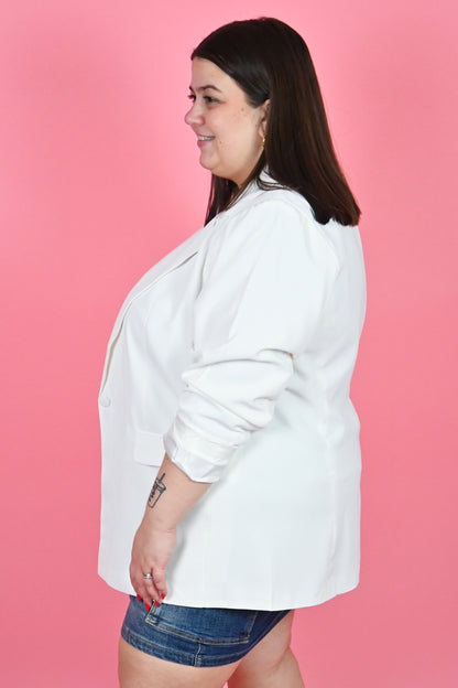 Plus size white blazer