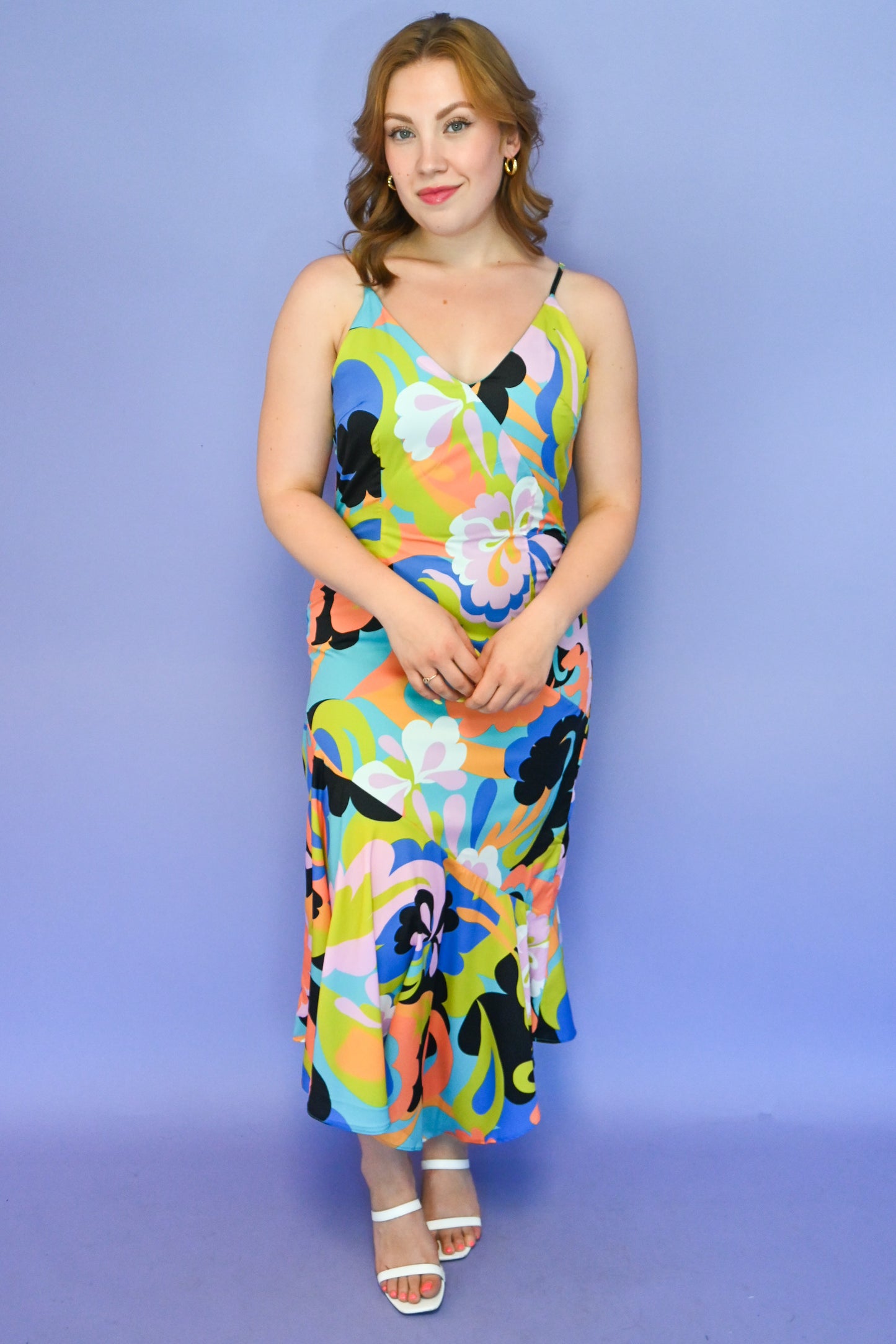 Printed Asymmetrical Slip Dress