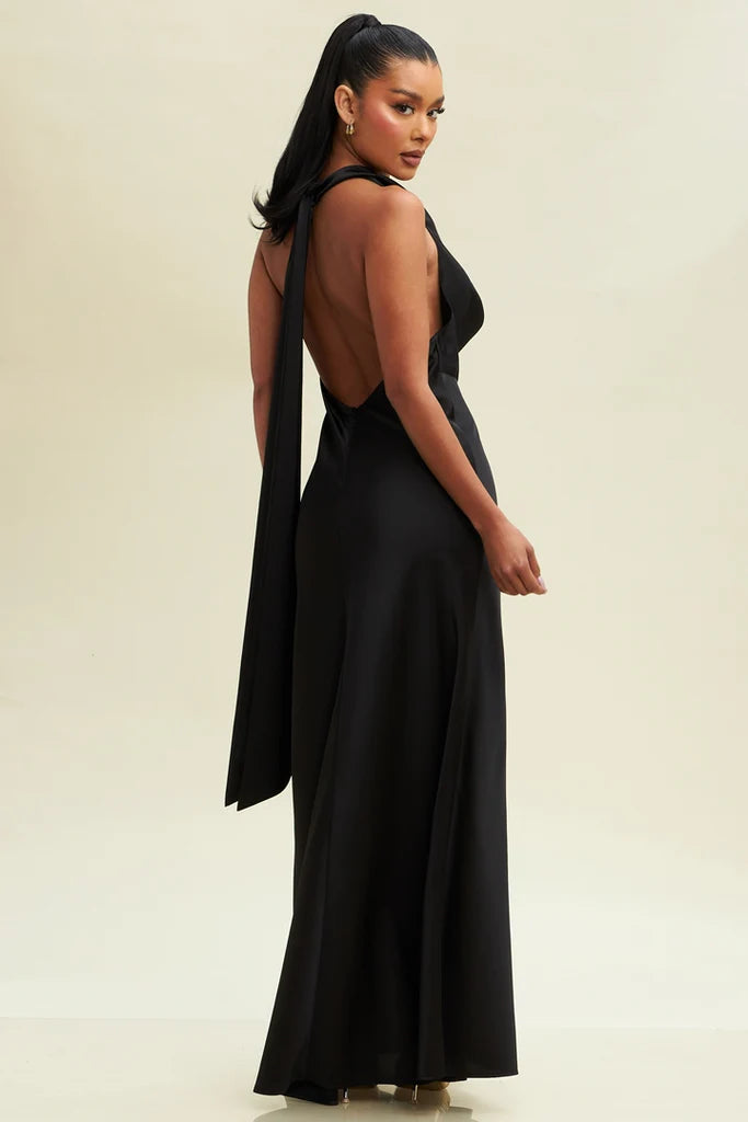 Satin Halter Maxi Dress