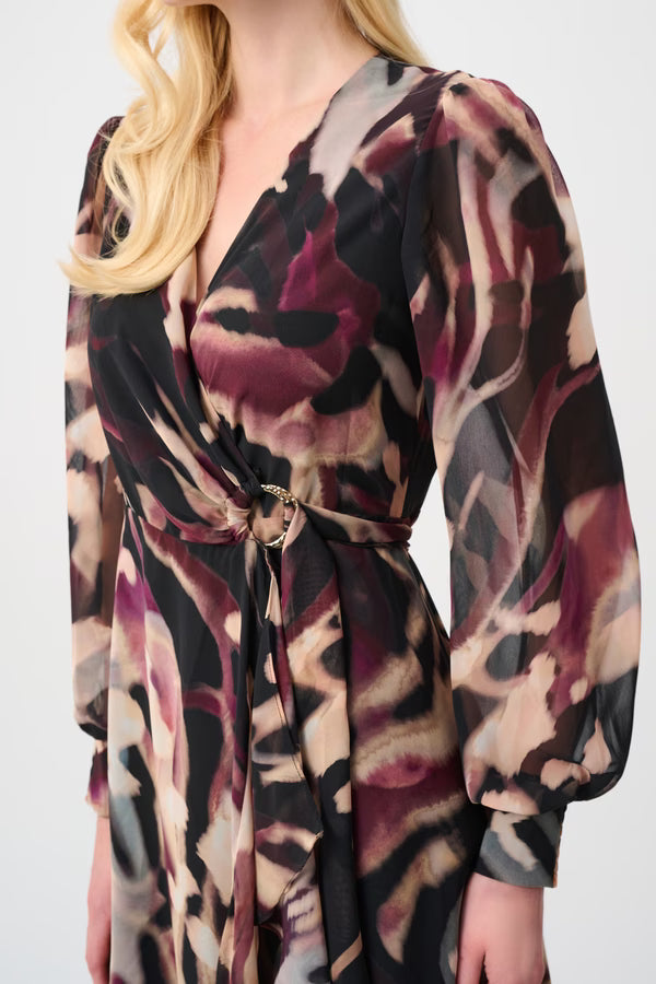 Printed Chiffon Wrap Dress (6-22)