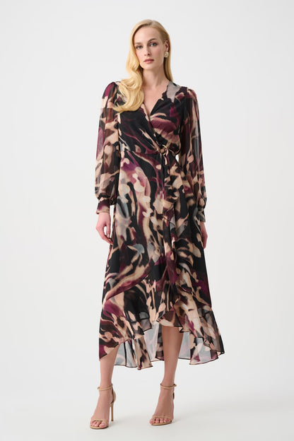 Printed Chiffon Wrap Dress (6-22)