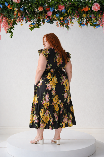 Fuchsia Floral Dress (S-3X)