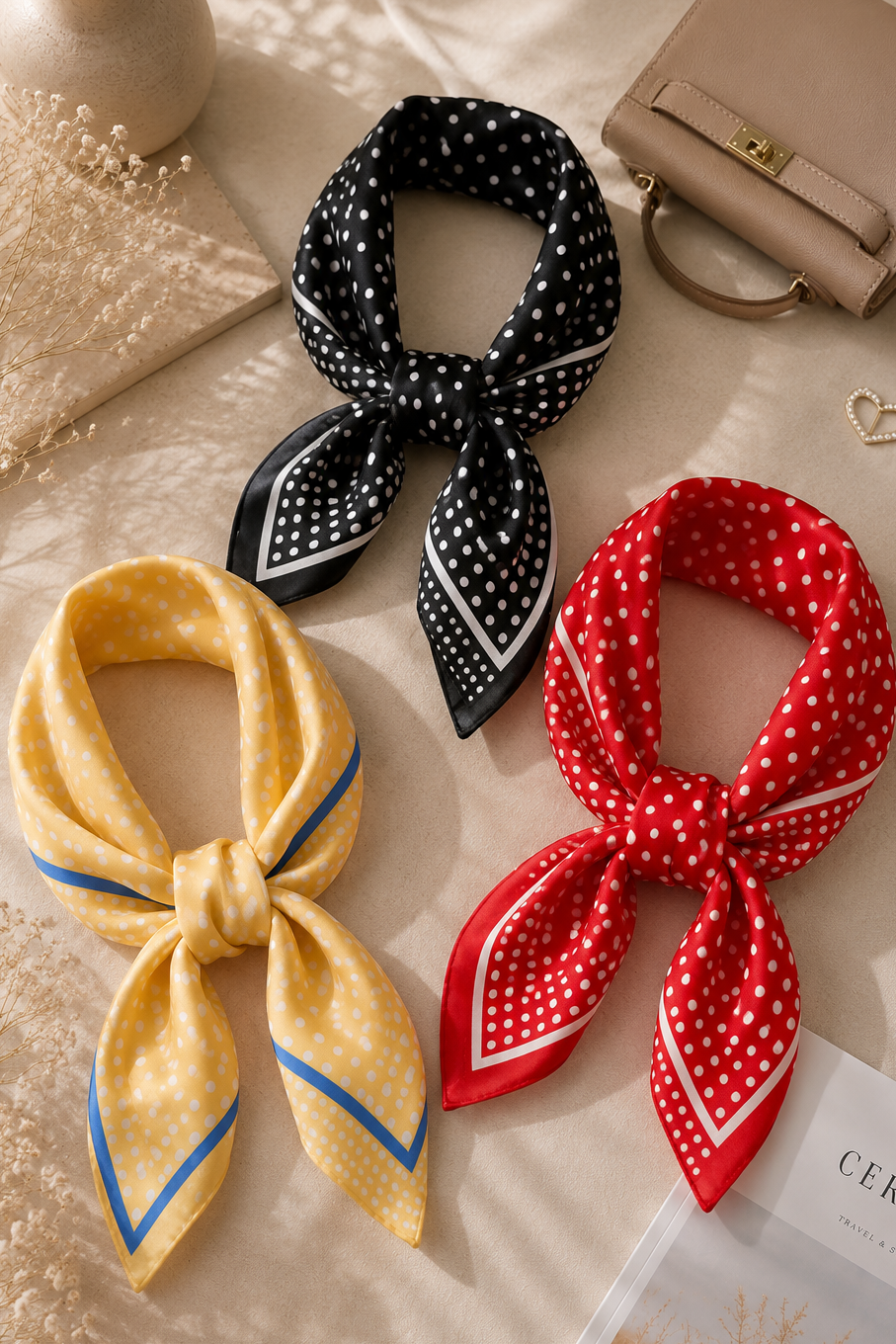 Polka Dot Satin Scarf (3 colors)
