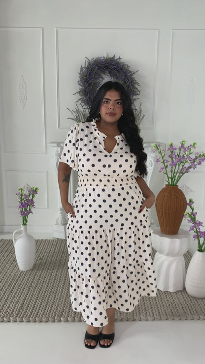 Polka Dot Midi Dress (S-3X)
