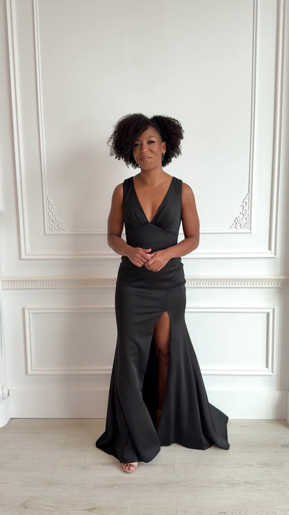 Fitted Cutout Back Evening Gown (S-XXXL: 2 Colours)