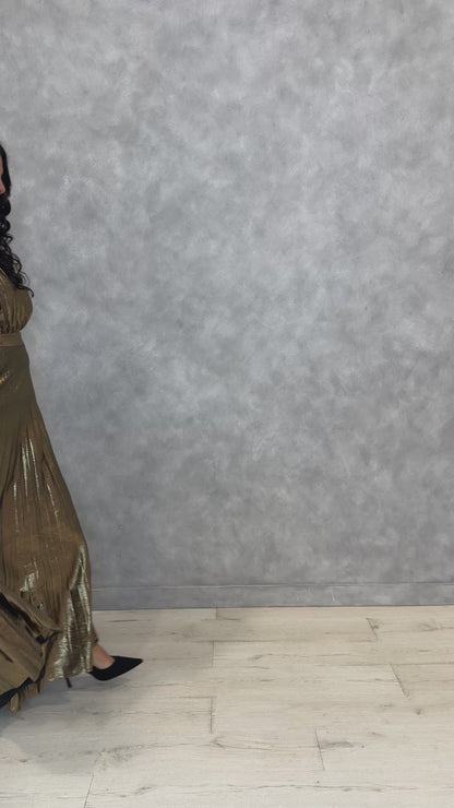 Bronze One Shoulder maxi Dress (S-3X)