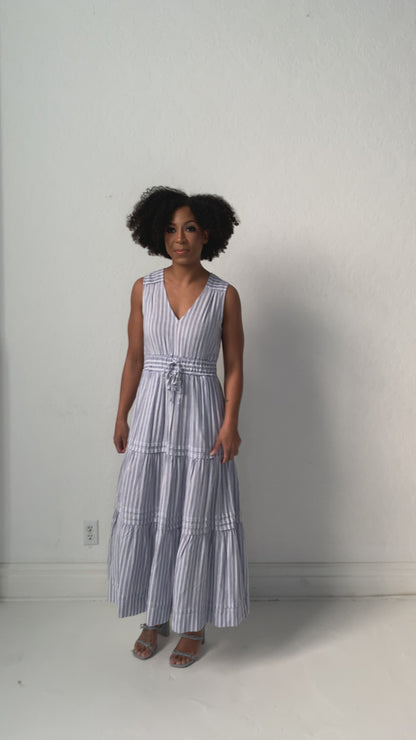 Striped Linen Midi Dress (XS-2X)