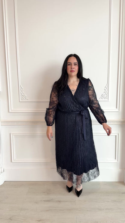 CURVE Lace Sequin Midi Dress