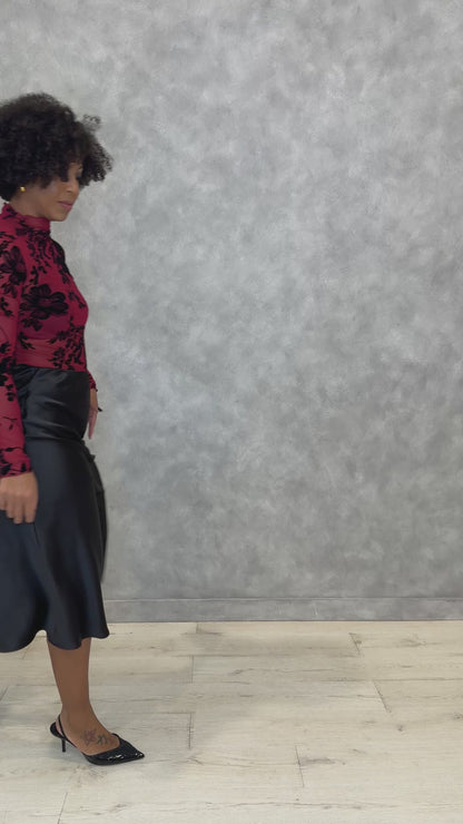 Sheer Floral Velvet Top (S-3X)