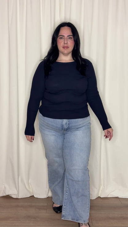 CURVE Ribbed Long Sleeve Knit Top