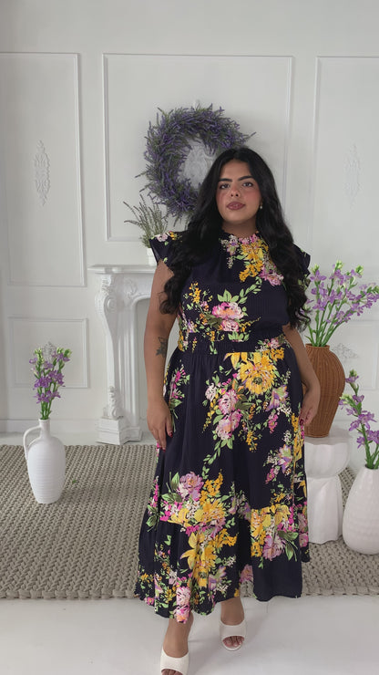 Fuchsia Floral Dress (S-3X)