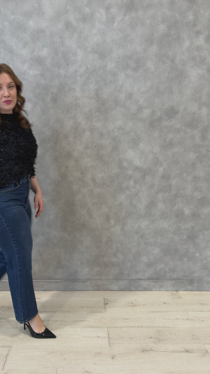 Textured Sequin Top (S-3X)