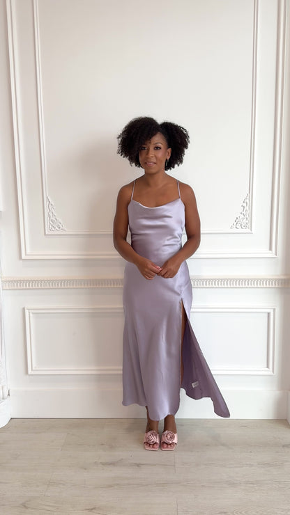 Low Back Lavender Slip Dress