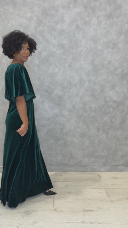 Velvet Cape Maxi Dress (S-3X)