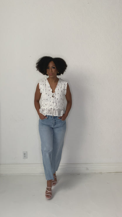 Embroidered Tank Blouse