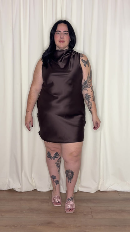 Cowl Neck Mini Dress (S-3X)