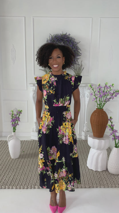 Fuchsia Floral Dress (S-3X)