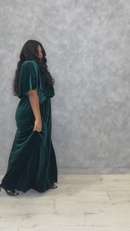 Velvet Cape Maxi Dress (S-3X)