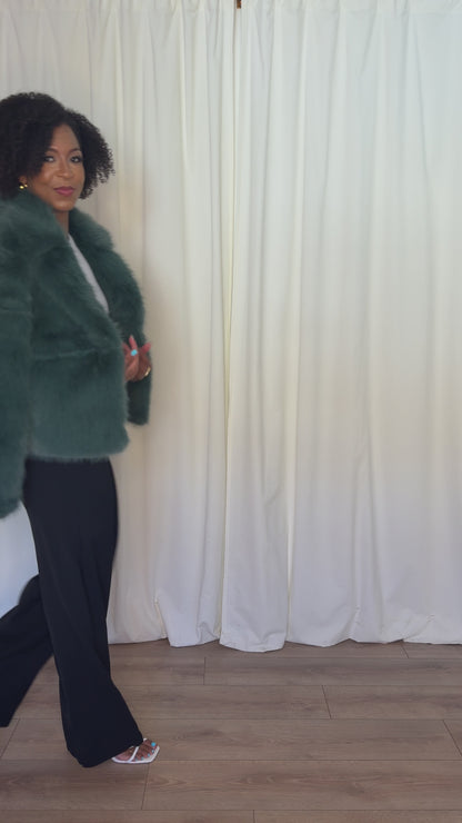 Green Faux Fur Coat