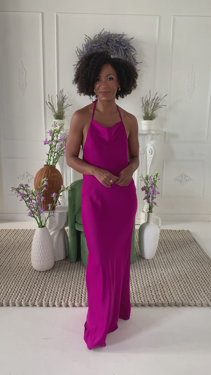 Magenta Halter Maxi Dress