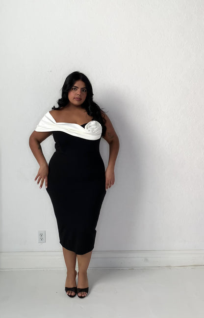 CURVE Tuxedo Rose Cocktail Dress