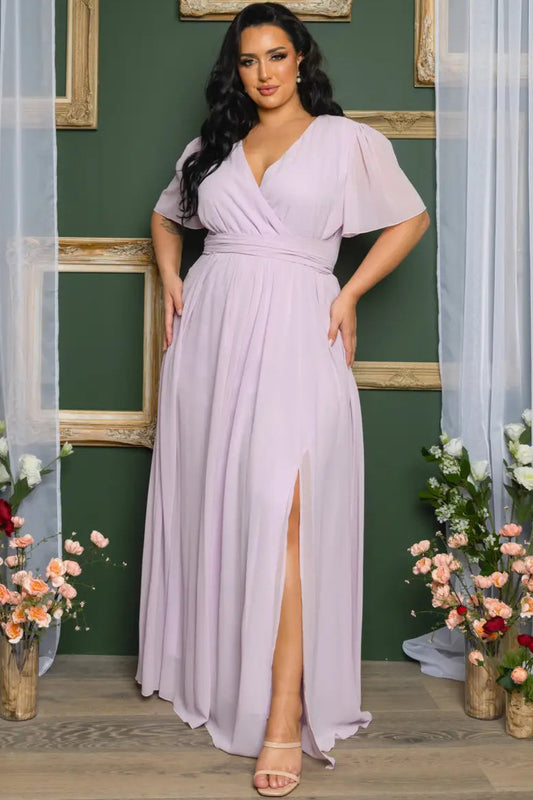 CURVE Lavender Chiffon Wrap Dress