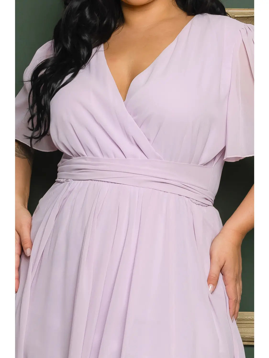 CURVE Lavender Chiffon Wrap Dress