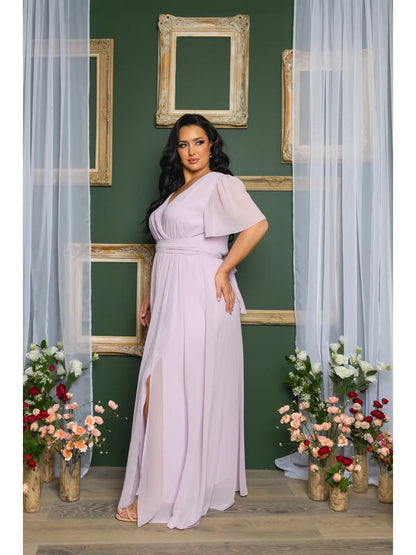 CURVE Lavender Chiffon Wrap Dress