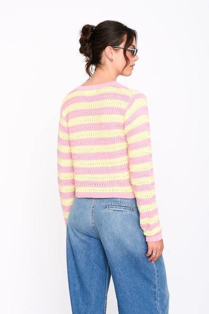 Striped Pointelle Cardigan