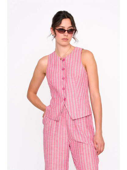 Striped Linen Vest