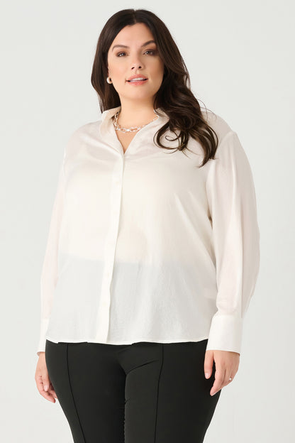 Plus size white Button Up Shirt 