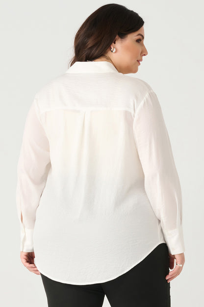 Plus size white Button Up Shirt 