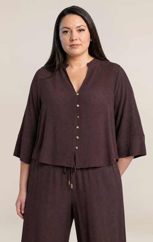 Crinkle Wide Sleeve Top (XS-2X)