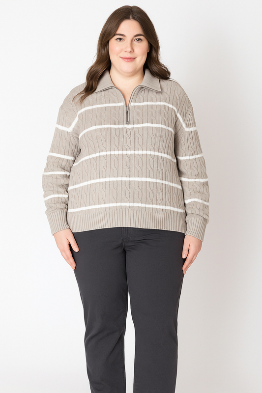 CURVE Striped Qtr Zip Pullover