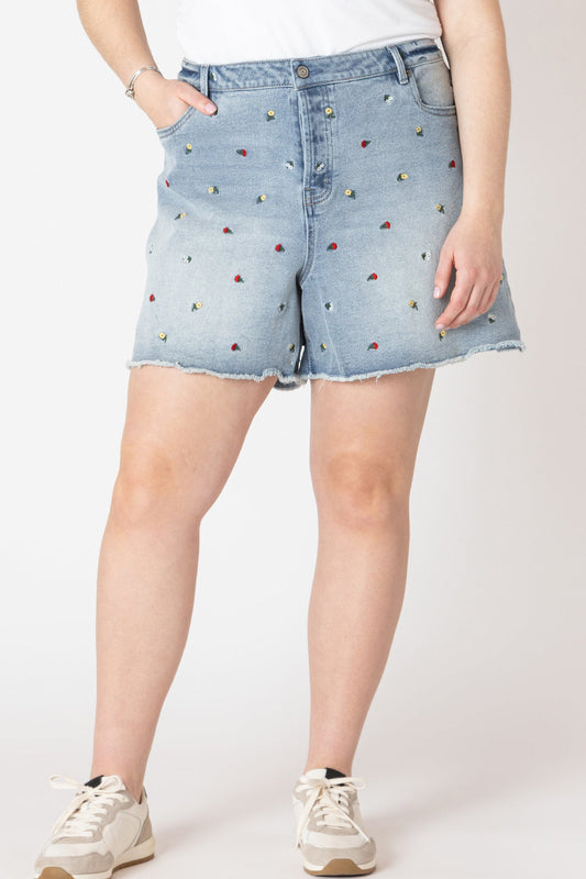 CURVE Embroidered Jean Shorts