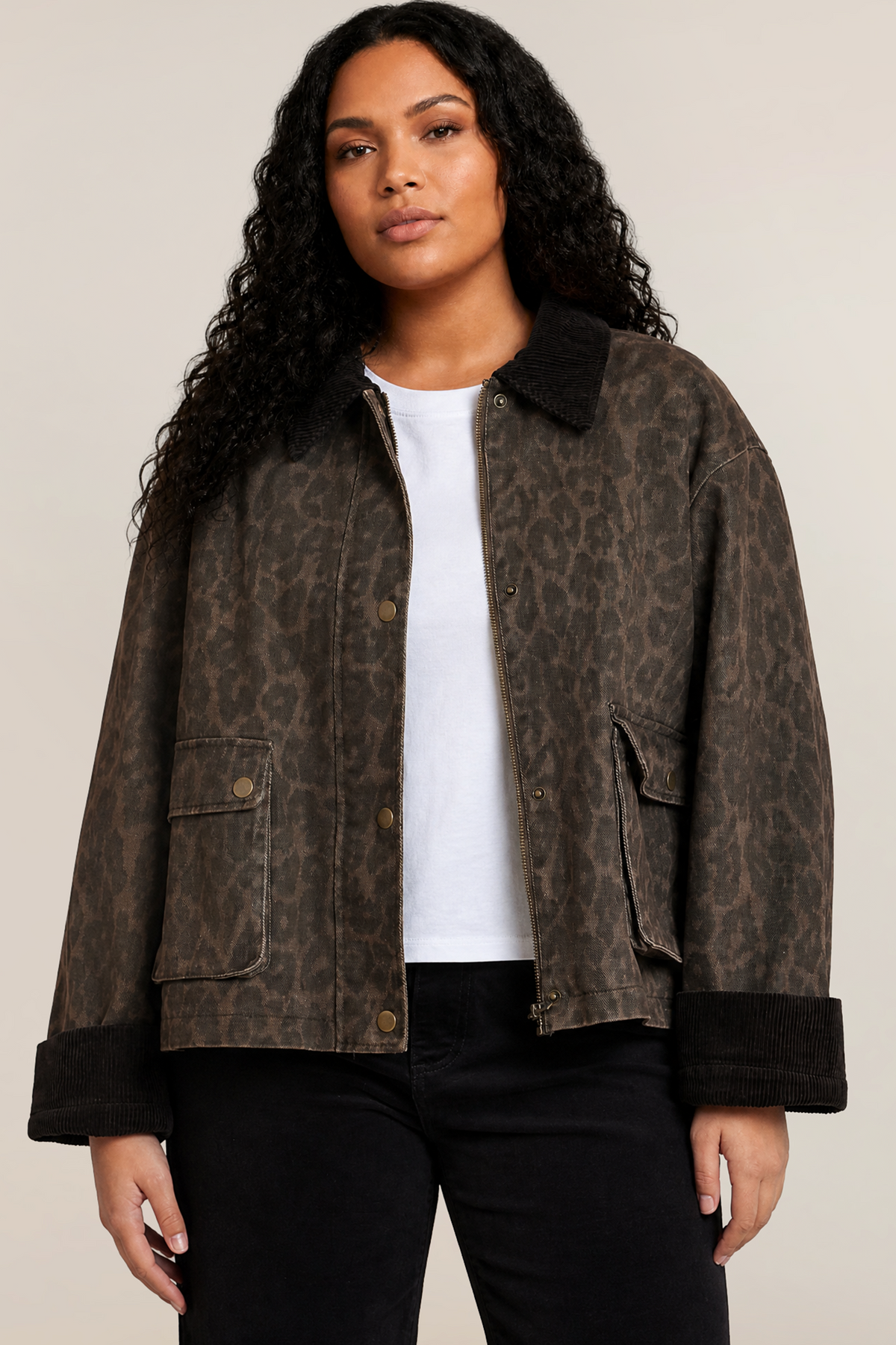 Leopard Denim Jacket (XS-2X)