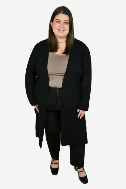 Plus size DEX black long cardigan 