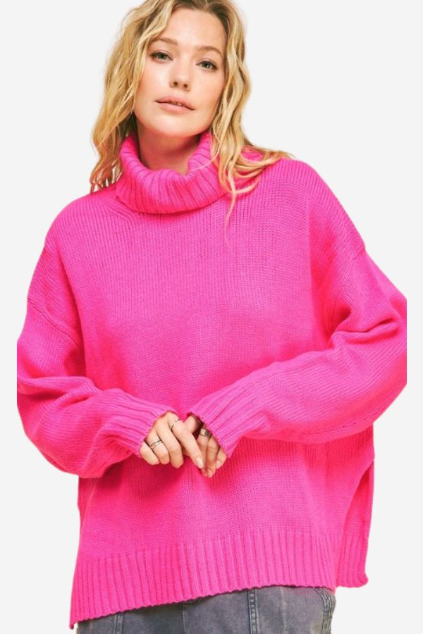 Hot Pink Turtleneck (S-3X)